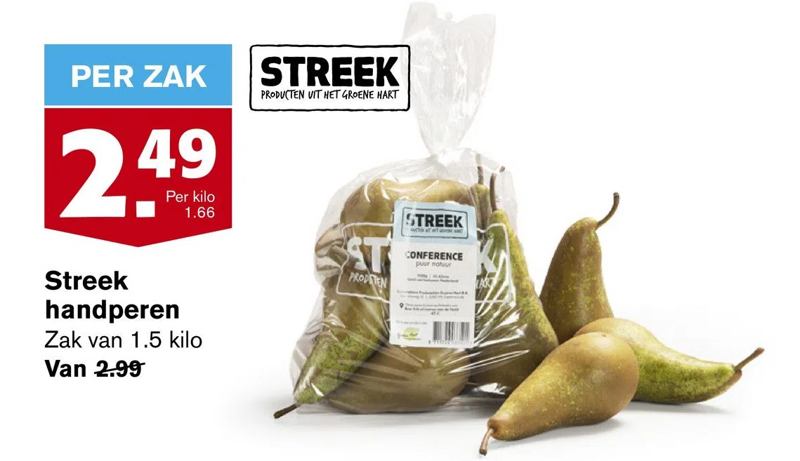 Supermarkt aanbieding in Hoogvliet: Streek handperen, - Oozo.nl