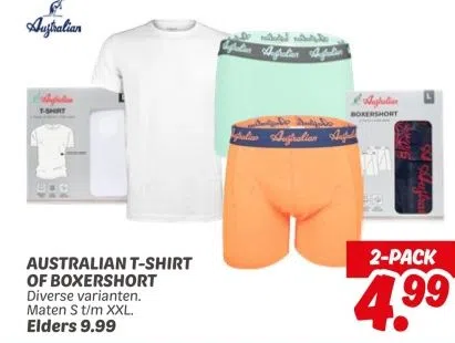 Supermarkt aanbieding in Chromiumweg: AUSTRALIAN T-SHIRT  OF BOXERSHORT, 