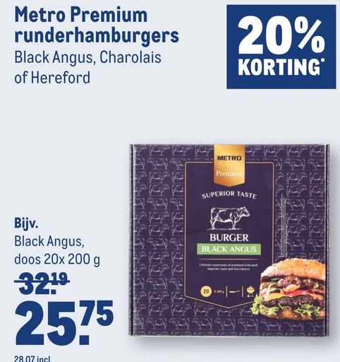 Metro Premium runderhamburgers Black Angus, Charolais of Hereford