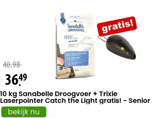 10 kg Sanabelle Droogvoer + Trixie Laserpointer Catch the Light gratis! - Senior