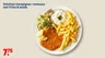 Schnitzel champignon-roomsaus met frites & salade