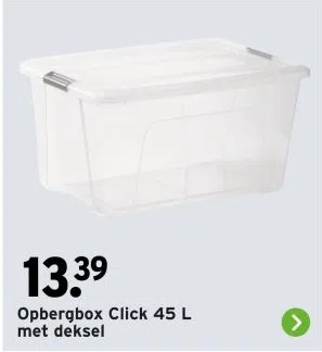 Bouwmarkt aanbieding in Hoorn-Noord: Opbergbox Click 45 L met deksel, 