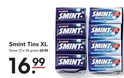 Supermarkt aanbieding in Bouwmeestersbuurt Zuid: Smint Tins XL, 