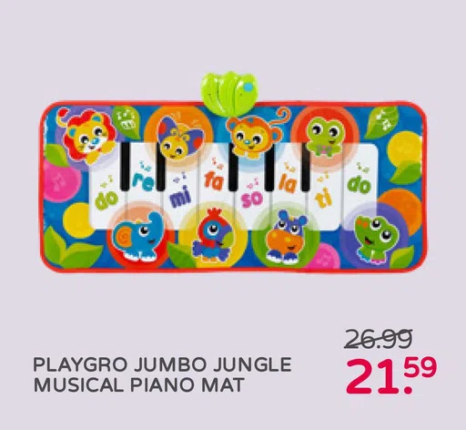 PLAYGRO JUMBO JUNGLE MUSICAL PIANO MAT