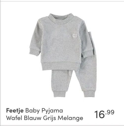 Feetje Baby Pyjama Wafel Blauw Grijs Melange