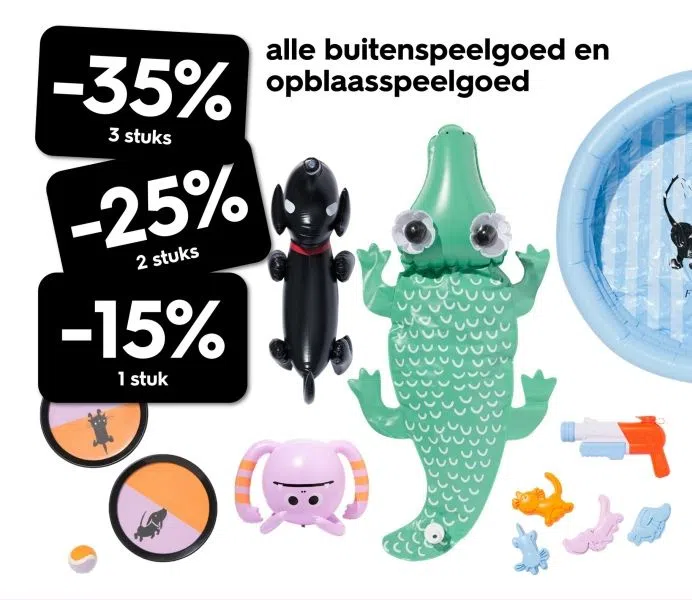 Warenhuis aanbieding in Bedrijventerrein Nieuwenweg: alle buitenspeelgoed en opblaasspeelgoed, 