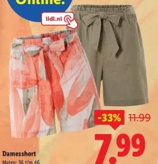 Supermarkt aanbieding in Pr. Bernhardstraat en omgeving: Damesshort, 