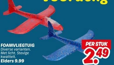 Supermarkt aanbieding in Chromiumweg: FOAMVLIEGTUIG Diverse varianten. Met licht. Stevige kwaliteit, 