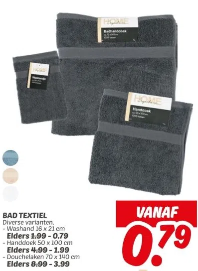 Supermarkt aanbieding in Sluitersveld: BAD TEXTIEL, 