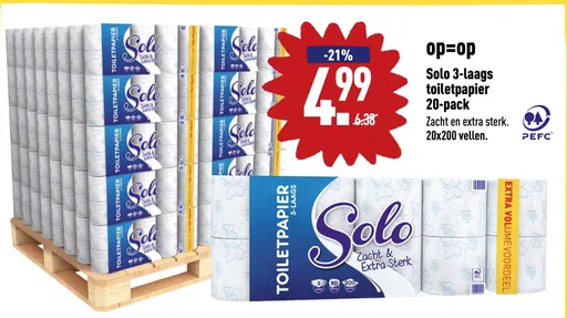 Solo 3-laags toiletpapier 20-pack