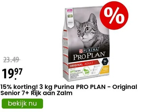 15% korting! 3 kg Purina PRO PLAN - Original Senior 7+ Rijk aan Zalm
