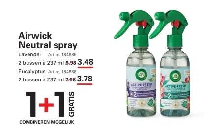 Supermarkt aanbieding in Nobelstraat en omgeving: Airwick Neutral spray, 