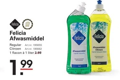 Supermarkt aanbieding in Maaswaard: Felicia Afwasmiddel, 