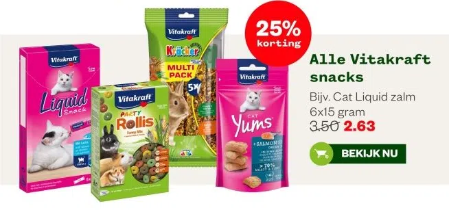 Tuin & Dier aanbieding in Ysselsteyn: Alle Vitakraft snacks, 