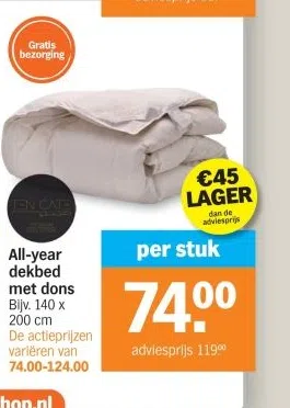 Supermarkt aanbieding in Velp-Zuid ten zuiden van Waterstraat: All-year dekbed met dons, 