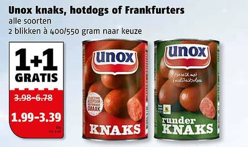 Unox knaks, hotdogs of Frankfurters