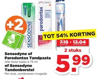 Sensodyne of Parodontax Tandpasta of tandenborstel folder Sensodyne tandpasta, tandenborstel folder aanbieding bij