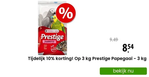 Tijdelijk 10% korting! Op 3 kg Prestige Papegaai - 3 kg