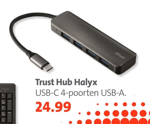 Trust Hub Halyx USB-C 4-poorten USB-A.
