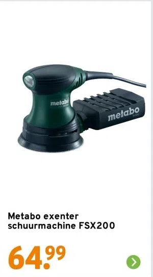 Bouwmarkt aanbieding in Stompetoren: Metabo exenter schuurmachine FSX200, 