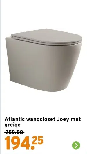 Bouwmarkt aanbieding in Ooststellingwerf: Atlantic wandcloset Joey mat greige, 