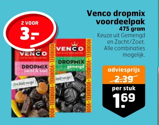 Venco dropmix voordeelpak 475 gram