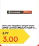 Starbucks Nespresso Single-origin Coffee Colombia Medium Roast 10 cups