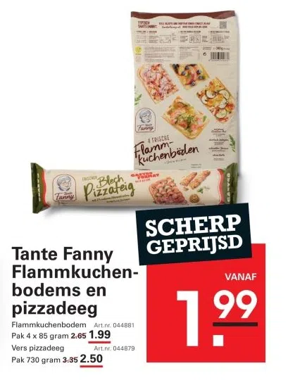 Supermarkt aanbieding in Tilburg: Tante Fanny Flammkuchen- bodems en pizzadeeg, 