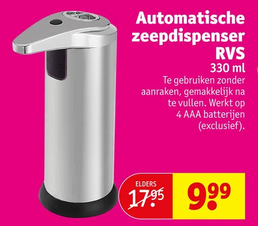 Automatische zeepdispenser RVS 330 ml