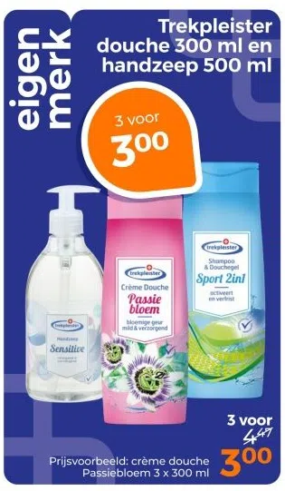 Drogisterij aanbieding in Noordwest: Trekpleister douche 300 ml en handzeep 500 ml, 