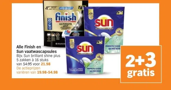 Supermarkt aanbieding in Osseveld-Oost: Alle Finish en Sun vaatwascapsules, 