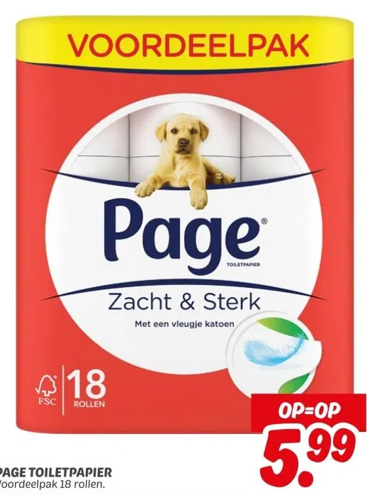 Supermarkt aanbieding in Langedijk: PAGE TOILETPAPIER, 