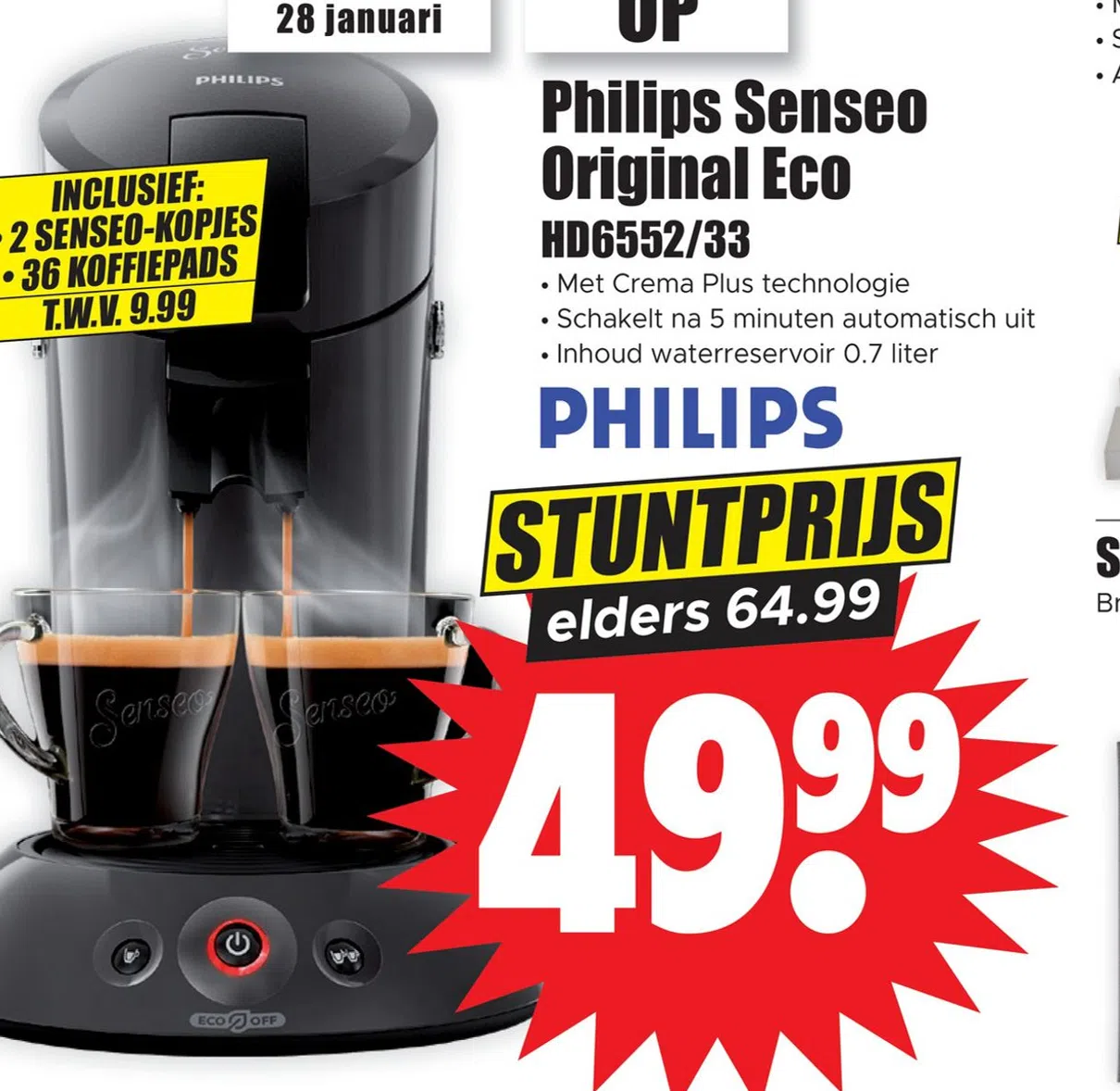 Original aanbieding Philips in Senseo Zeebuurt-west: HD6552/33, Eco Supermarkt