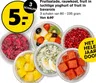 Fruitsalade, rauwkost, fruit in luchtige yoghurt of fruit in bavarois