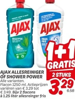 Supermarkt aanbieding in Oudorperpolder-Zuid: AJAX ALLESREINIGER OF SHOWER POWER, 