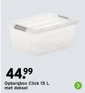 Bouwmarkt aanbieding in Krekelsberg: Opbergbox Click 15 L met deksel, 