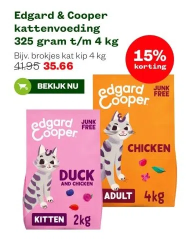 Tuin & Dier aanbieding in Binnenstad: Edgard & Cooper kattenvoeding 325 gram t/m 4 kg, 