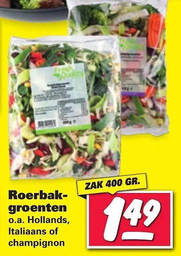 Roerbak- groenten o.a. Hollands, Italiaans of champignon