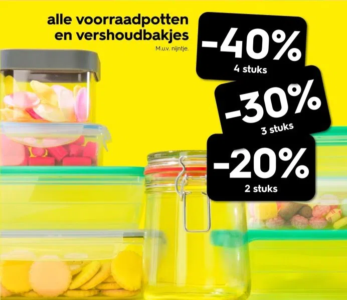 Warenhuis aanbieding in Leeuwen: alle voorraadpotten en vershoudbakjes, 