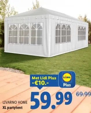 Supermarkt aanbieding in Kralingse Bos: LIVARNO HOME XL partytent, 
