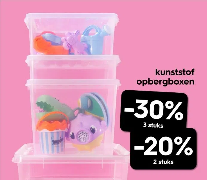 Warenhuis aanbieding in Lombok: kunststof opbergboxen, 