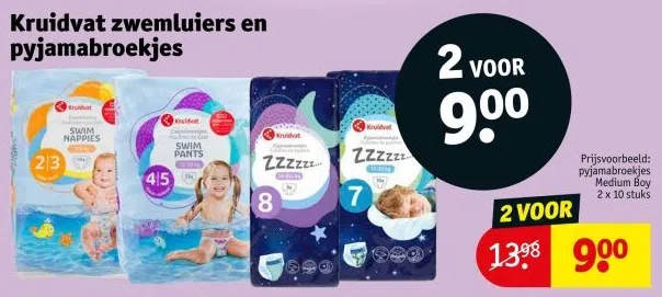 Drogisterij aanbieding in Verspreide huizen: Kruidvat zwemluiers en pyjamabroekjes, 