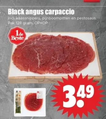 Supermarkt aanbieding in Schaakbuurt en omgeving: Black angus carpaccio, 