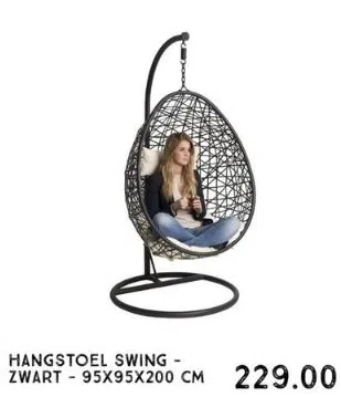 Warenhuis aanbieding in Assen: Hangstoel swing - zwart - cm, - Oozo.nl