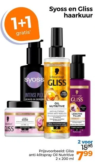 Drogisterij aanbieding in Te Werve: Syoss en Gliss haarkuur, 