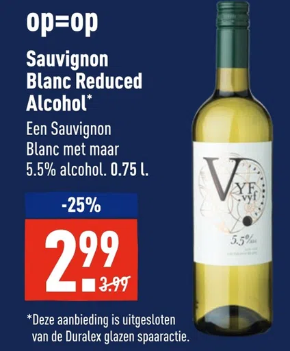 Sauvignon Blanc Reduced Alcohol* Een Sauvignon Blanc met maar 5.5% alcohol. 0.75 L.