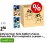 24% korting! Felix Kattensnacks Party Mix Party original & oceaan - Kip & Kattenkruid (180 g)