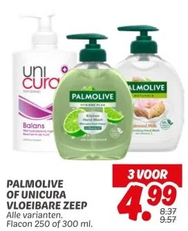 Supermarkt aanbieding in Schuilenburg: PALMOLIVE OF UNICURA VLOEIBARE ZEEP, 