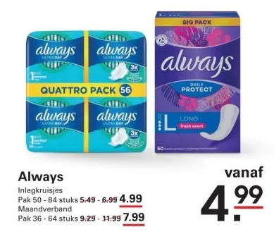 Supermarkt aanbieding in Buitengebied Driehuizen en Hazelberg: Always, 