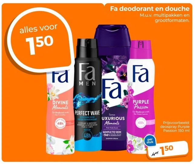 Drogisterij aanbieding in Sterrenkwartier-Hoog: Fa deodorant en douche, 